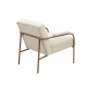 Contemporary Channel Tufted Beige Velvet Bronze Frame Accent Chair